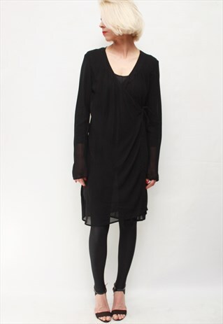 VINTAGE 90'S BEAUTIFUL AWESOME TRANSPARENT BLACK MINI DRESS