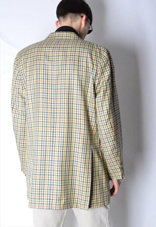VINTAGE 90S COLOURFUL CHECK WOOL SILK BLAZER