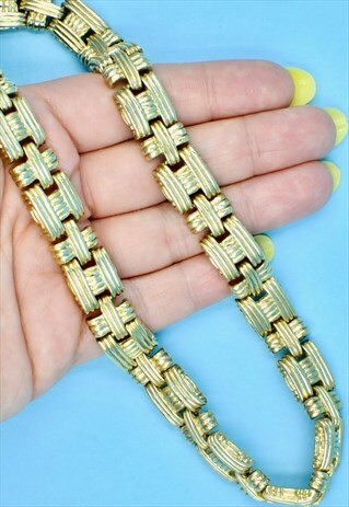 VINTAGE 80S HEAVY GOLD METAL LINK CHAIN NECKLACE CHAIN