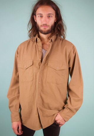VINTAGE 90'S BUTTON-DOWN COLLAR HEAVY COTTON SHIRT