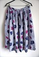 VINTAGE FLORAL SUMMER SKIRT, MIDI, COLORFUL, HIGH WAIST