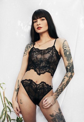 LET IT BE INTIMATE FUDGE LACE BODYSUIT BLACK