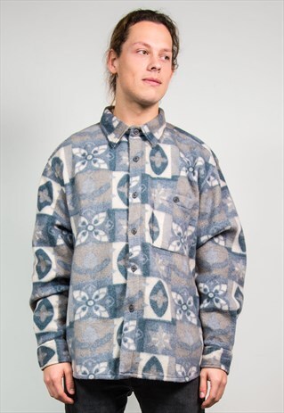 NINETIES VINTAGE PATTERNED FLEECE SHIRT WARM