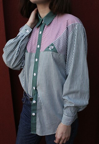 80S STRIPED SHIRT WITH EMBROIDERY