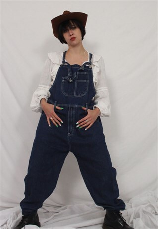 VINTAGE OVERSIZED 1990S BLUE DENIM DUNGAREES