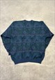 VINTAGE KNITTED JUMPER ABSTRACT PATTERNED KNIT SWEATER