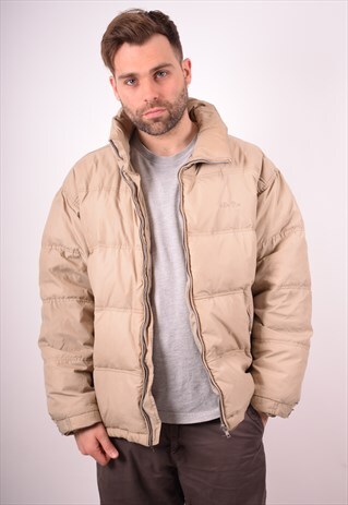 ELLESSE MENS VINTAGE PADDED JACKET LARGE BEIGE 90S