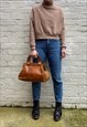 1970s Light Tan Leather Twin Handle Bag