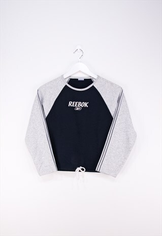 VINTAGE REEBOK SPELLOUT SHORT JUMPER IN DARK NAVY BLUE