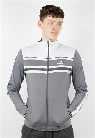 VINTAGE PUMA GREY ZIP-UP SPORTS JACKET