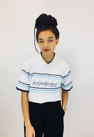 VINTAGE YSL CROPPED SPELLOUT POLO