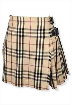 Vintage Burberry mini kilt Skirt Nova Check tartan, Size 8UK