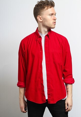 VINTAGE CORDUROY CORD SHIRT RED