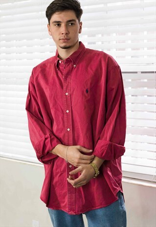 VINTAGE RALPH LAUREN SHIRT LOGO 90S XL 18.4