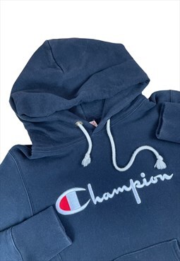 Champion Vintage 90s Black reverse weave hoodie Embroidered 