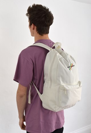 G&G UNISEX CREAM MULTI LINES RUCKSACK