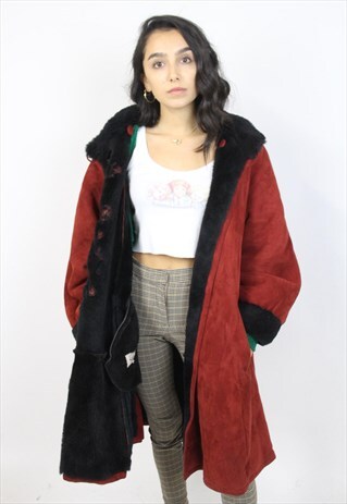 VINTAGE 90'S SUEDE FLORAL PATTERNED COAT