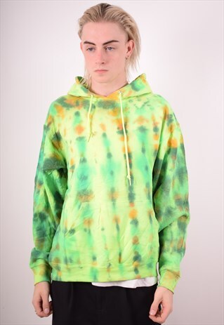 MENS VINTAGE HOODIE JUMPER LARGE GREEN 90S