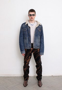 Vintage Denim Sherpa Jacket Grunge Jean Streetwear Y2K