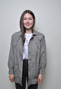 Minimalist light jacket, 80's women bomber jacket