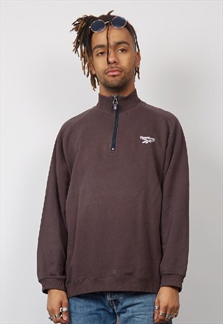 VINTAGE 80'S REEBOK BROWN ZIP-UP SWEATSHIRT
