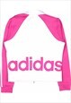 VINTAGE 90'S ADIDAS FLEECE RETRO TRACK JACKET ZIP UP PINK,