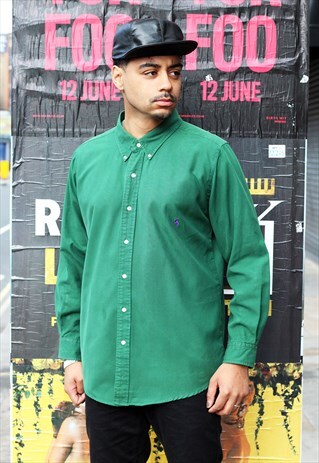VINTAGE RALPH LAUREN SILK BLEND GREEN SHIRT