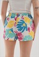VINTAGE HIGHWAISTED COLOURFUL FLORAL COTTON BEACH SHORTS M