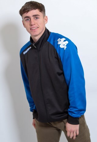 VINTAGE KAPPA SHOULDER LOGO JACKET IN BLUE AND BLACK XL