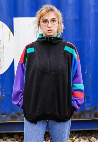 90S HALF ZIP BLOCK COLOUR JUMPER