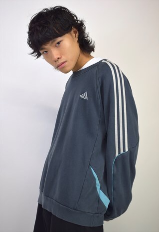 VINTAGE 90S ADIDAS GREY PANEL SWEATER