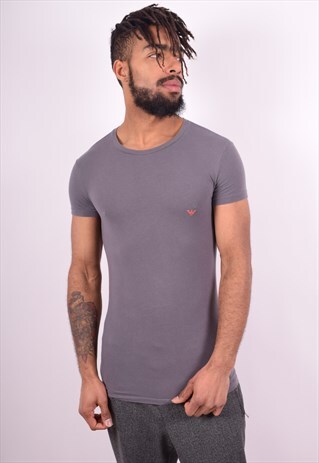 ARMANI MENS VINTAGE T-SHIRT TOP SMALL GREY 90'S