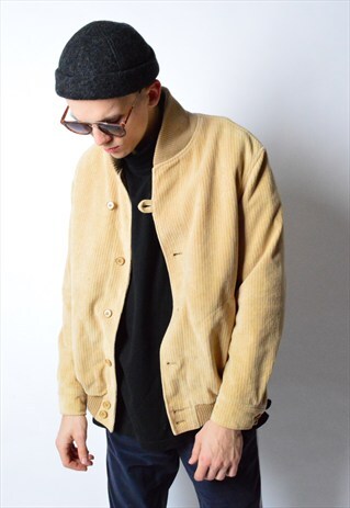 VINTAGE 80S BEIGE CAMEL VELVETY CORDUROY JACKET