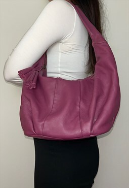 Vintage Purple Plum Real Leather Y2K Hobo Shoulder Bag