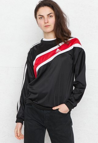 VINTAGE BLACK RED ADIDAS PULLOVER SWEATSHIRT