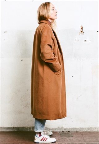 VINTAGE 90S CAMEL BROWN COCOON COAT