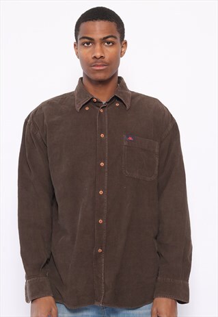 VINTAGE KAPPA LOGO CORDUROY SHIRT BROWN