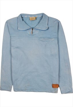 Vintage 90's Weird Fish Sweatshirt Quater Zip Blue Small
