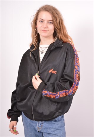 VINTAGE ASICS TRACKSUIT TOP JACKET BLACK