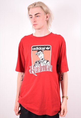 ADIDAS MENS VINTAGE T-SHIRT TOP XL RED 90S
