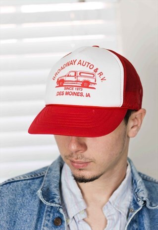 VINTAGE BROADWAY AUTO TRUCKER CAP LOGO 90S ONE SIZE 1.9