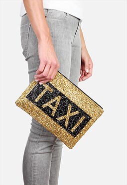 Taxi Glitter Clutch Bag