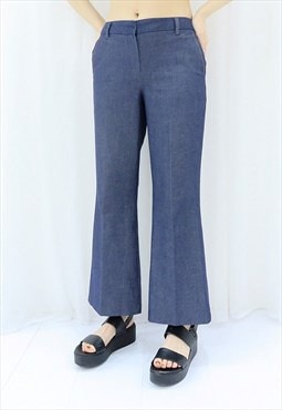 Y2K / 90s Vintage Blue Mid Rise Trousers (Size M)