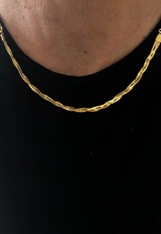 1980S VINTAGE GOLD PLATED CHAIN WITH PLAITED CENTRE