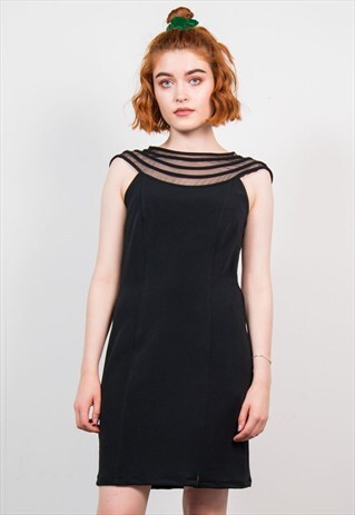 90'S MESH STRAPPY BLACK DRESS