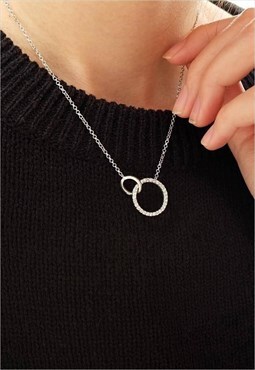 CZ Eternal Love Chain Necklace Women Sterling Silver