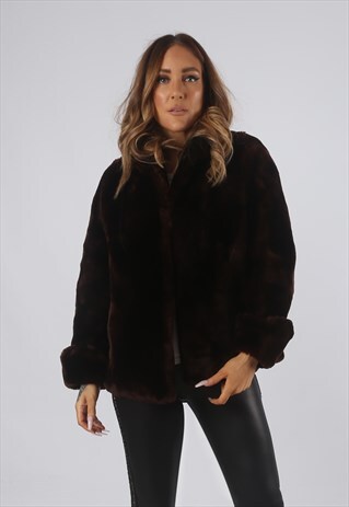 VINTAGE FAUX FUR COAT PREMIUM SHORT UK S 10 (9BO)
