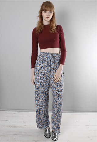 VINTAGE 80S FLORAL PATTERNED HIGH WAISTED TROUSERS