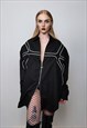 FUTURISTIC SHIRT PADDED UTILITY TOP CATWALK BLOUSE IN BLACK