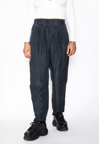 VINTAGE 80S BLACK TROUSERS ID:7677